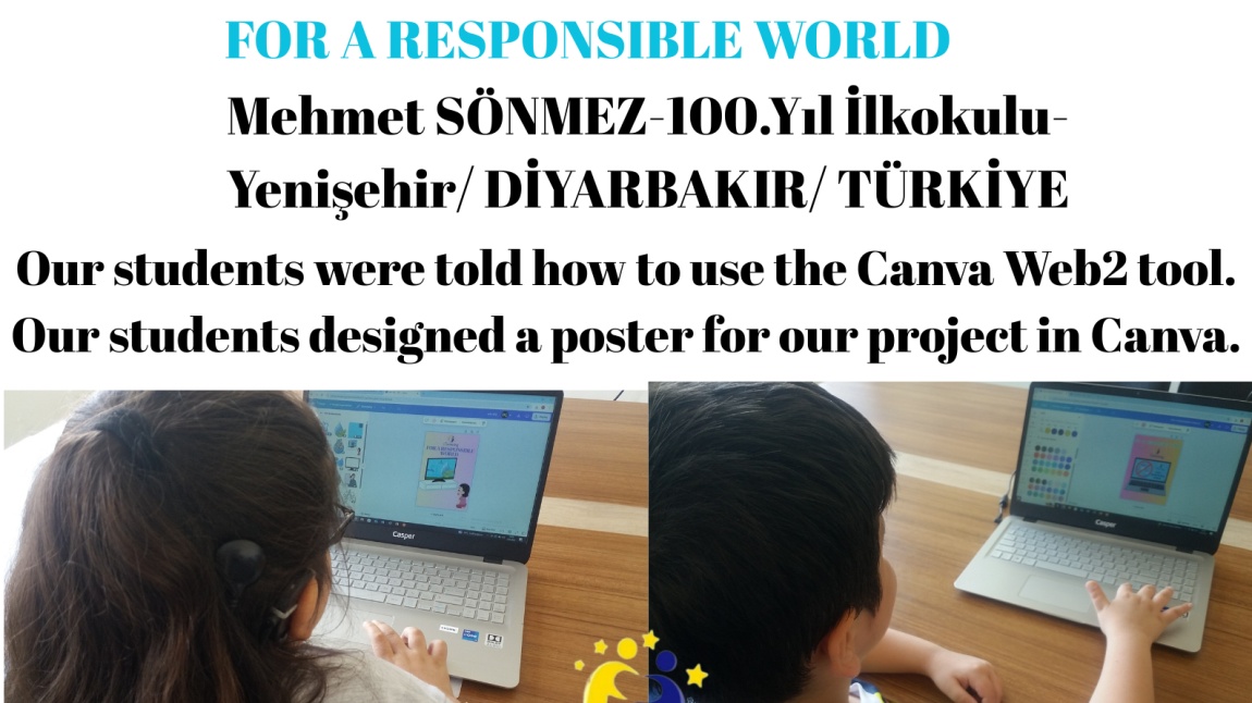Okul Müdürümüz Mehmet SÖNMEZ tarafından yürütücülüğü yapılan FOR A RESPONSIBLE WORLD adlı eTwinning projemizde öğrencilerimiz afiş ve logo tasarladılar